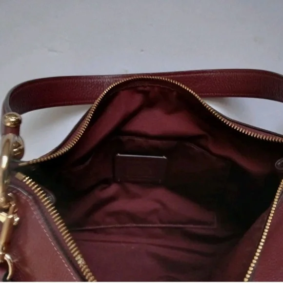COACH MIA Maroon Red Pebble LEATHER
Crossbody Shoulder Bag Purse L - Picture 7 of 7
